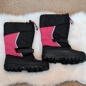 L.L. Bean Pinnk and Black Winter Boots Kids 7 EUC